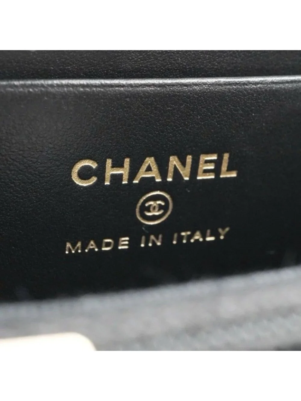 Chanel Wallet Coin Purse Black Gold Fragment Case CC Logo Quilted